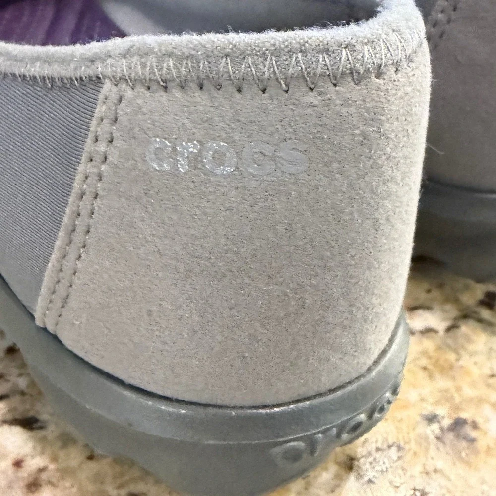 Crocs Busy Day Crisscross Ballet Flat Womens Size 10 Gray Comfort 205339